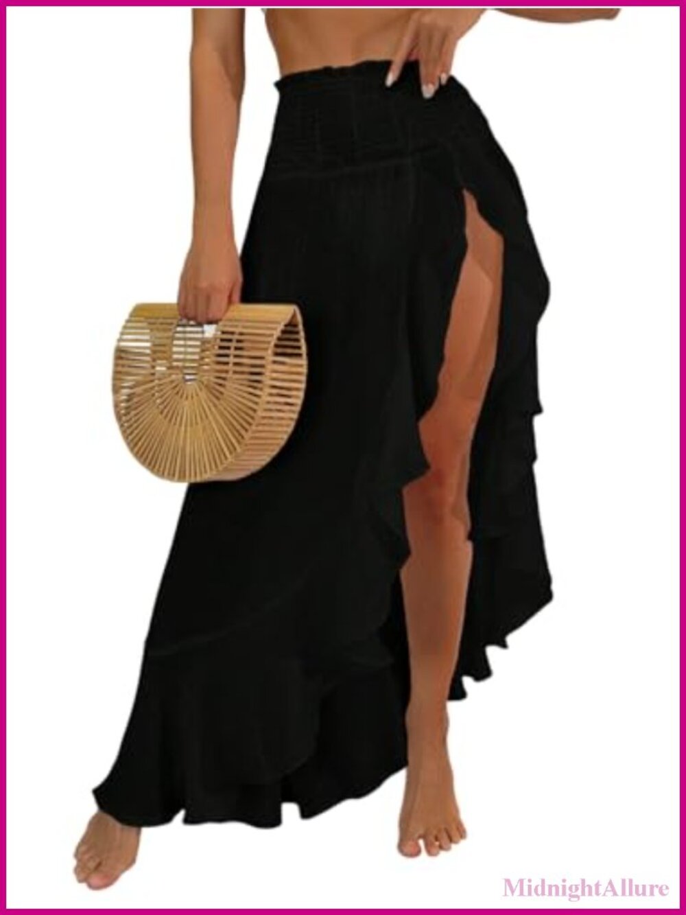 Semi-Sheer Split-to-Thigh Maxi Skirt Swimsuit Coverup